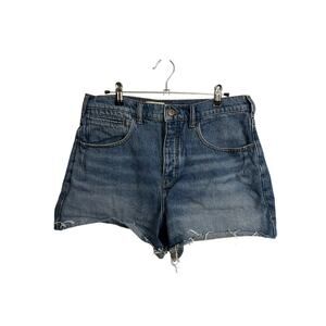 Anthropologie Pilcro Shorts Womens 31 Blue High-Rise Raw Hem Button Jean Denim